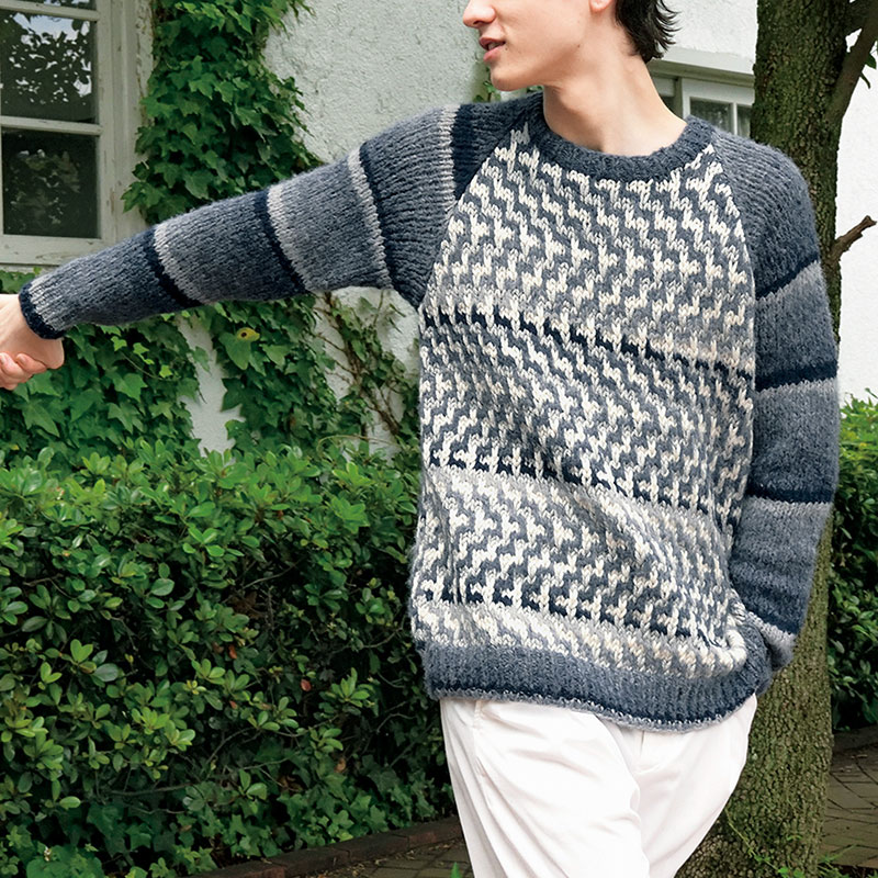 〈レシピ〉紺とグレーのメンズプルオーバー