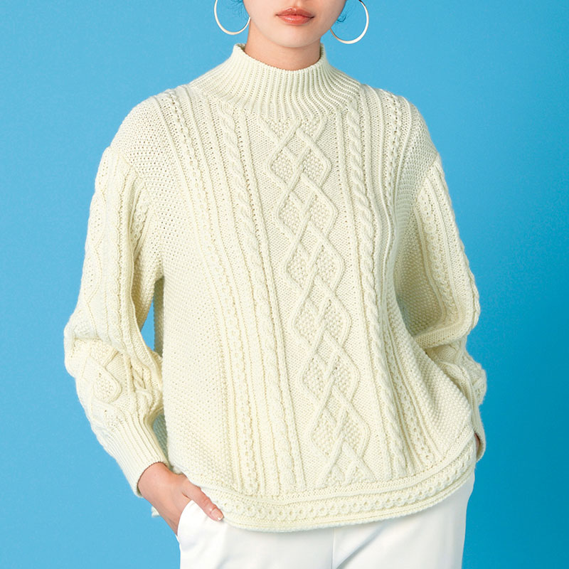 〈レシピ〉生なりハイネックアランセーター