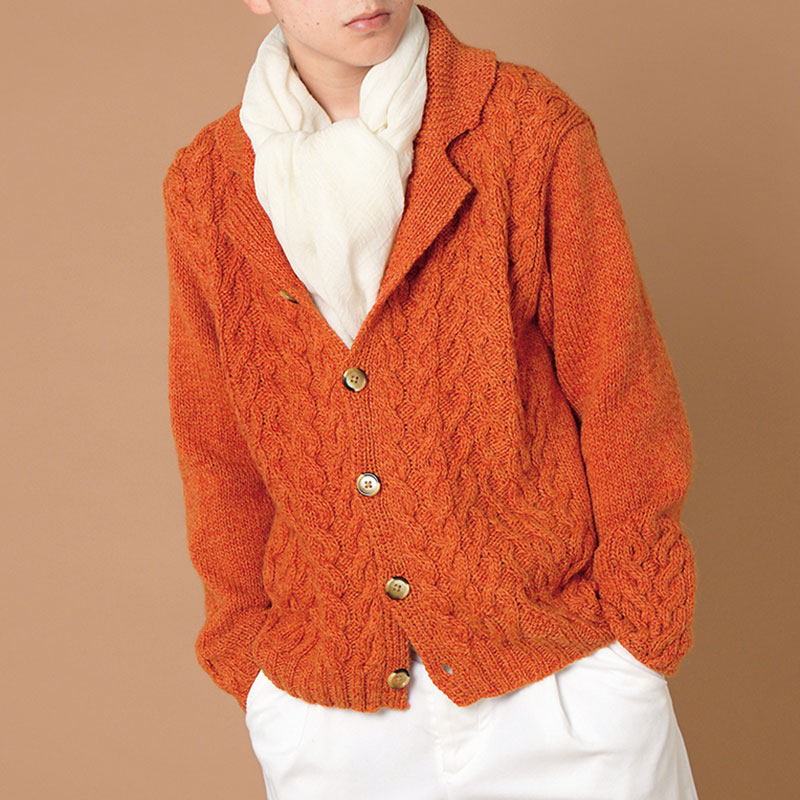 〈レシピ〉オレンジ色のメンズカーディガン