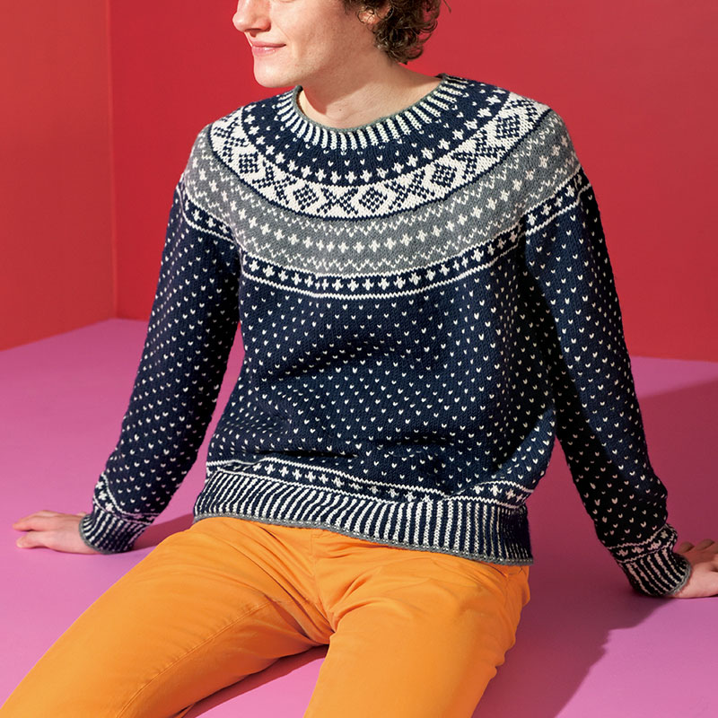 〈レシピ〉ノルディック模様のメンズプルオーバー