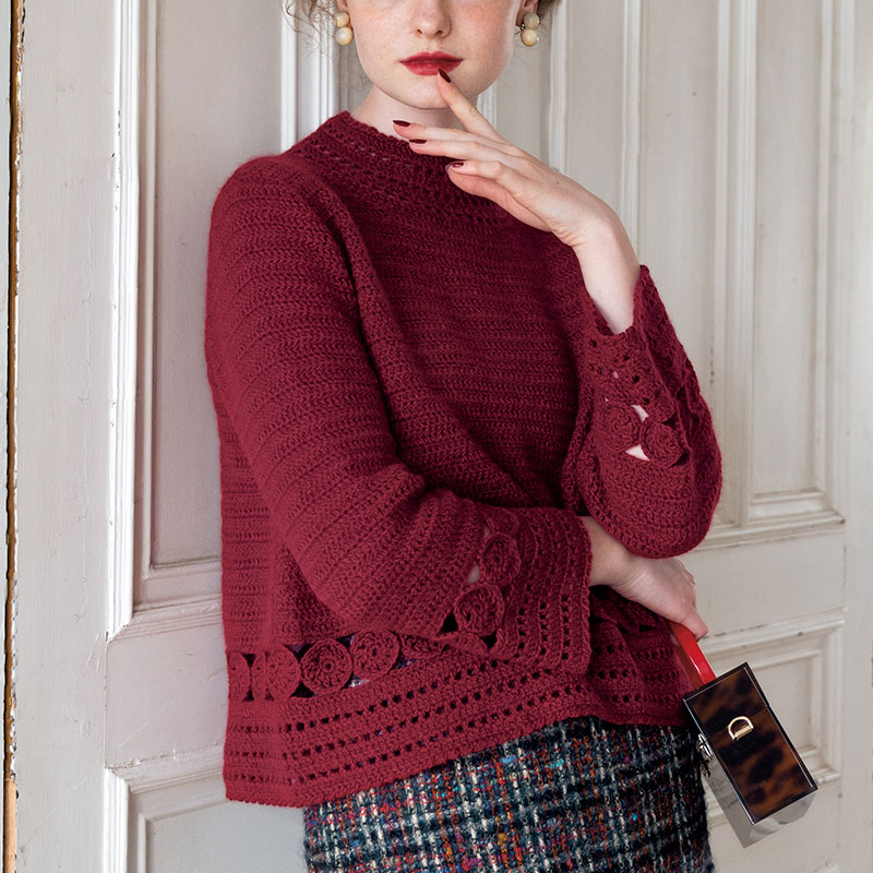 〈レシピ〉えんじのかぎ針編みプルオーバー