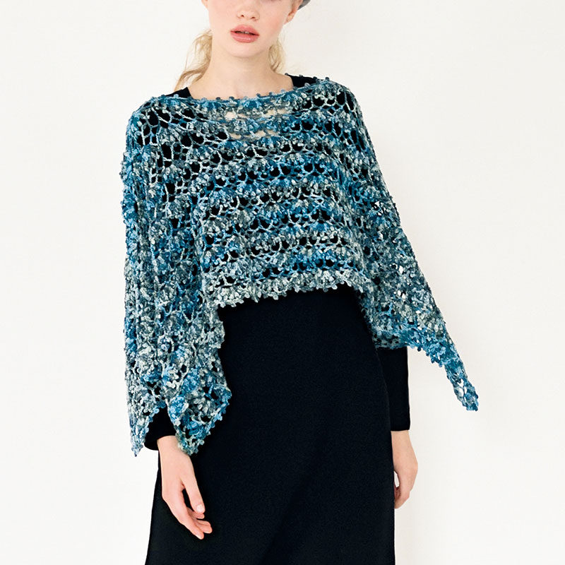 〈レシピ〉青系段染めのショール