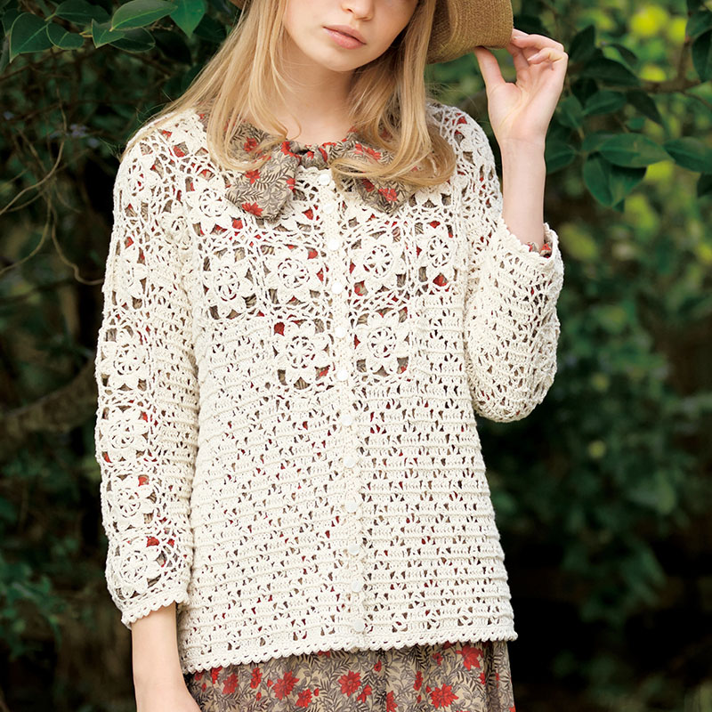 〈レシピ〉かぎ針モチーフのカーディガン