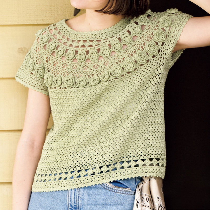 〈レシピ〉アイリッシュクロッシェの丸ヨークプルオーバー