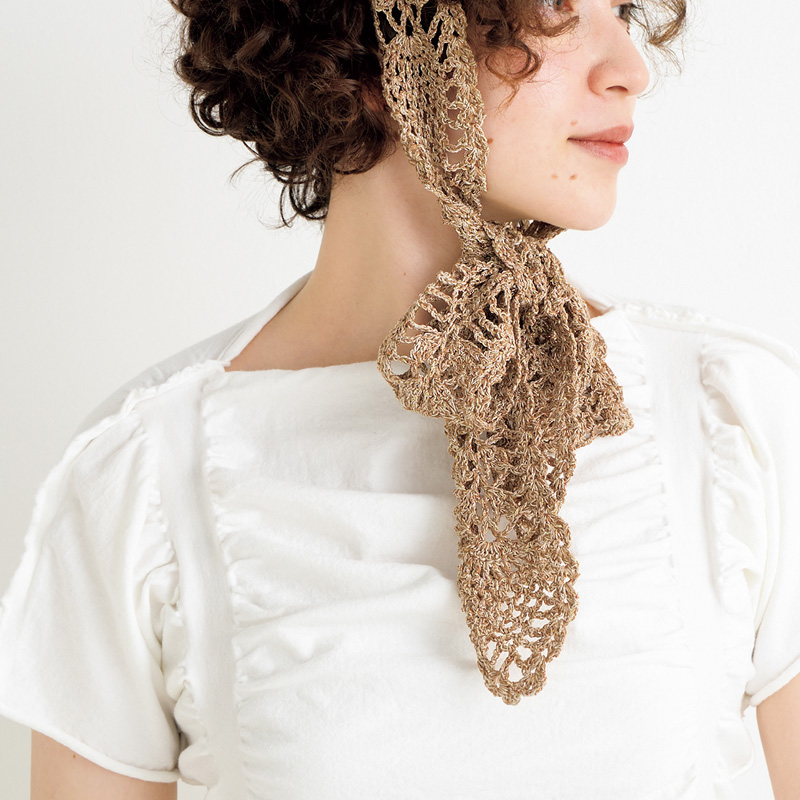 〈レシピ〉ベージュのパイナップル模様のショール