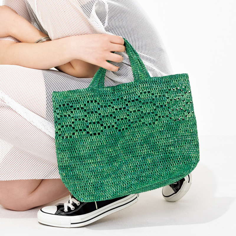 〈レシピ〉緑の透かし編みバッグ