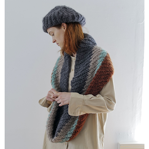 〈レシピ〉斜めラインのスヌードと帽子