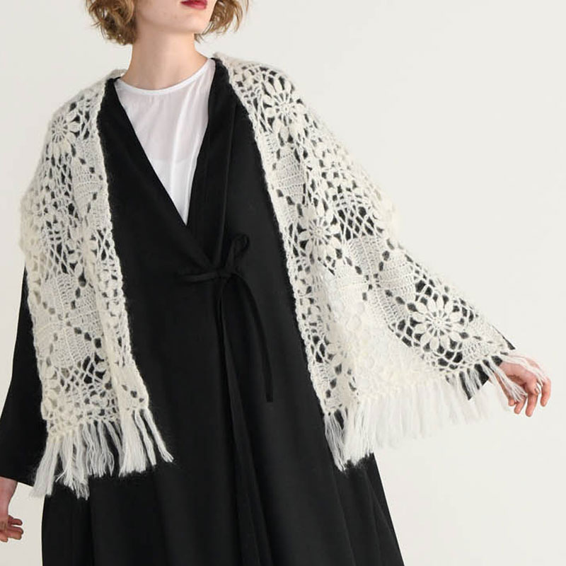 〈レシピ〉ホワイトのショール・モーヴのショール