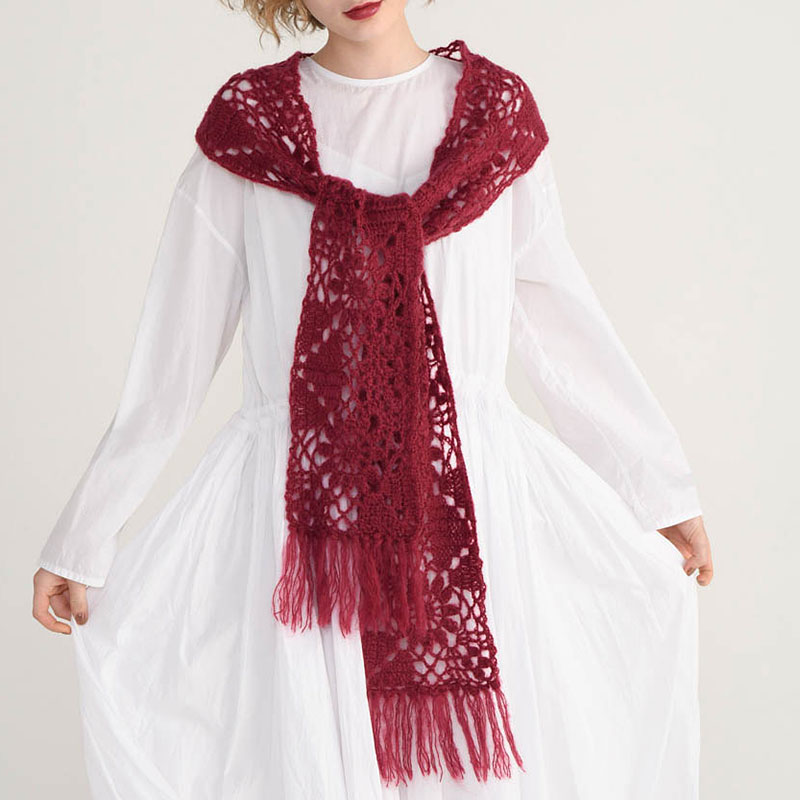 〈レシピ〉ボルドーのショール・ミントホワイトのショール