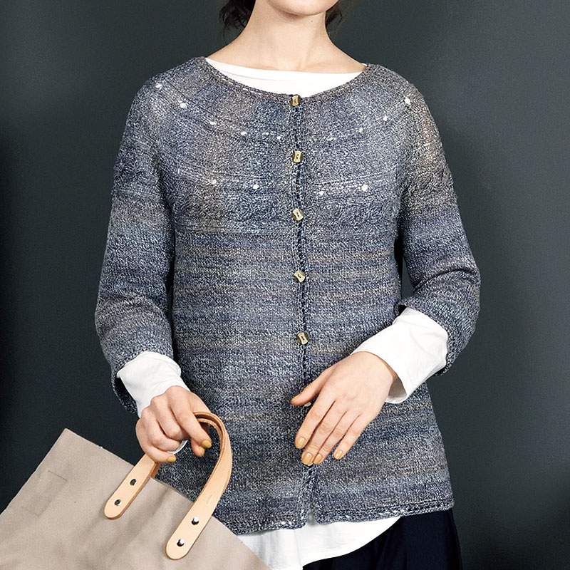 〈レシピ〉紺系の丸ヨークカーディガン