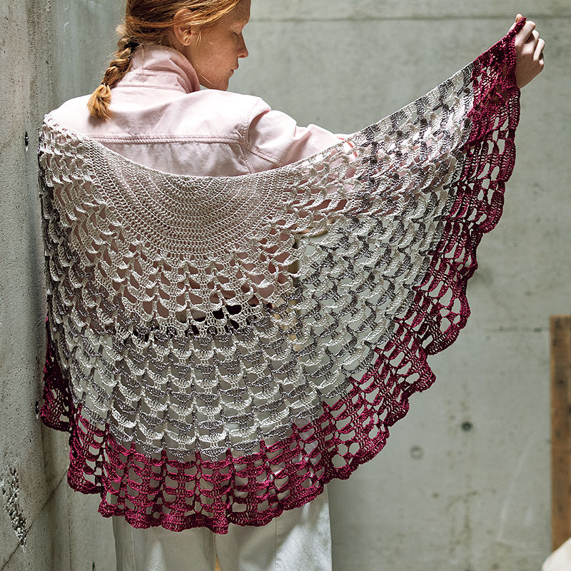 〈レシピ〉ピンク系かぎ針円形ショール