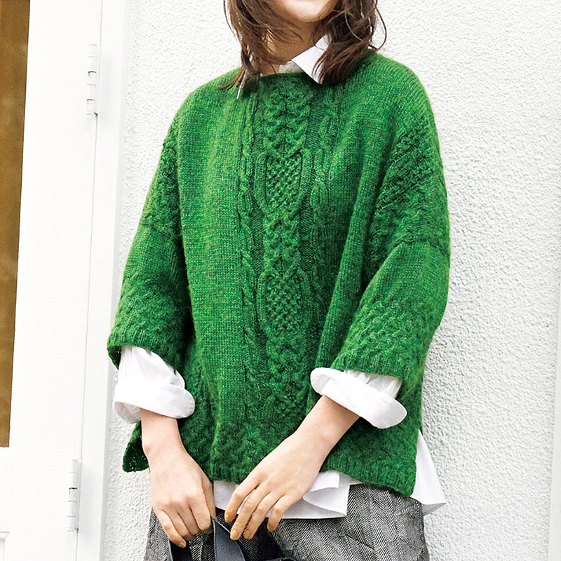 〈レシピ〉グリーンのアランプルオーバー