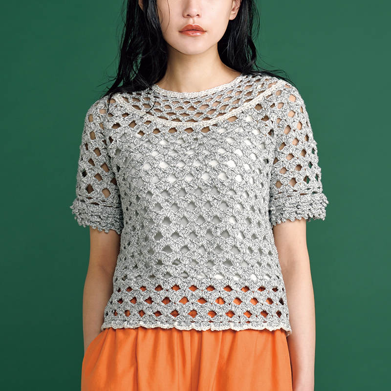 〈レシピ〉グレーの透かし模様のプルオーバー