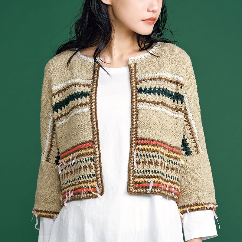 〈レシピ〉ベージュのボーダーカーディガン