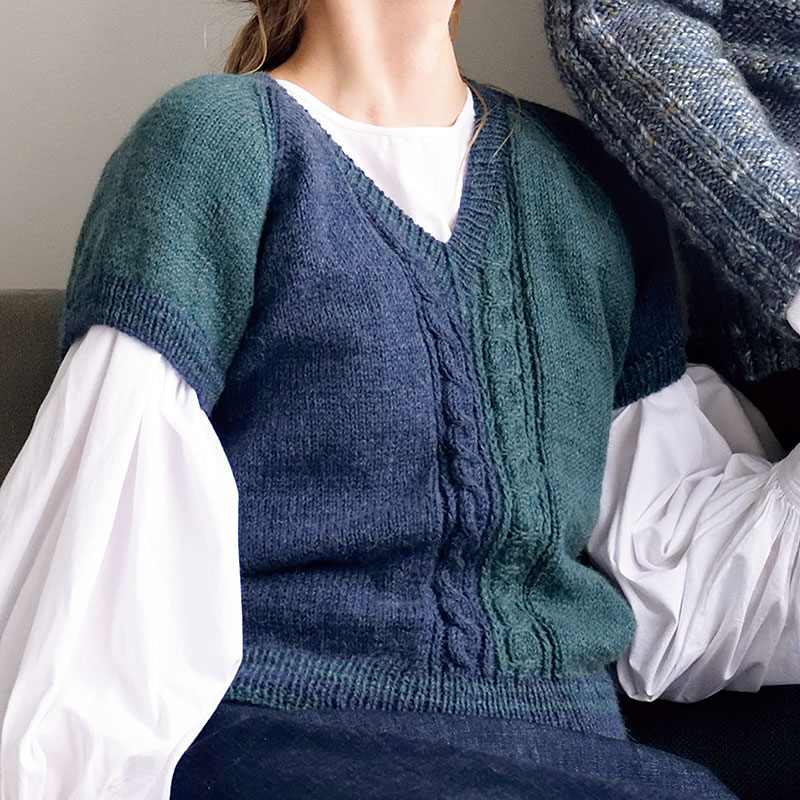 〈レシピ〉青・緑の半袖ラグランプルオーバー