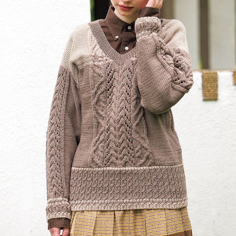 〈レシピ〉茶系のVネックプルオーバー