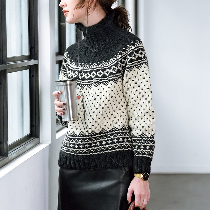 〈レシピ〉ルース模様のハイネックプルオーバー