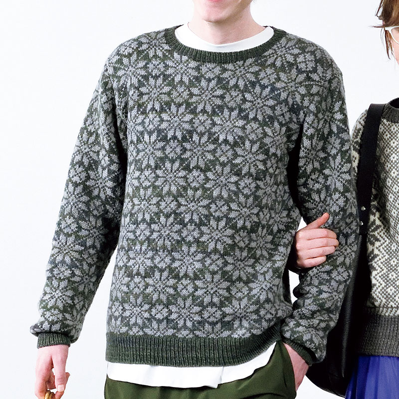 〈レシピ〉編み込み模様のメンズプルオーバー