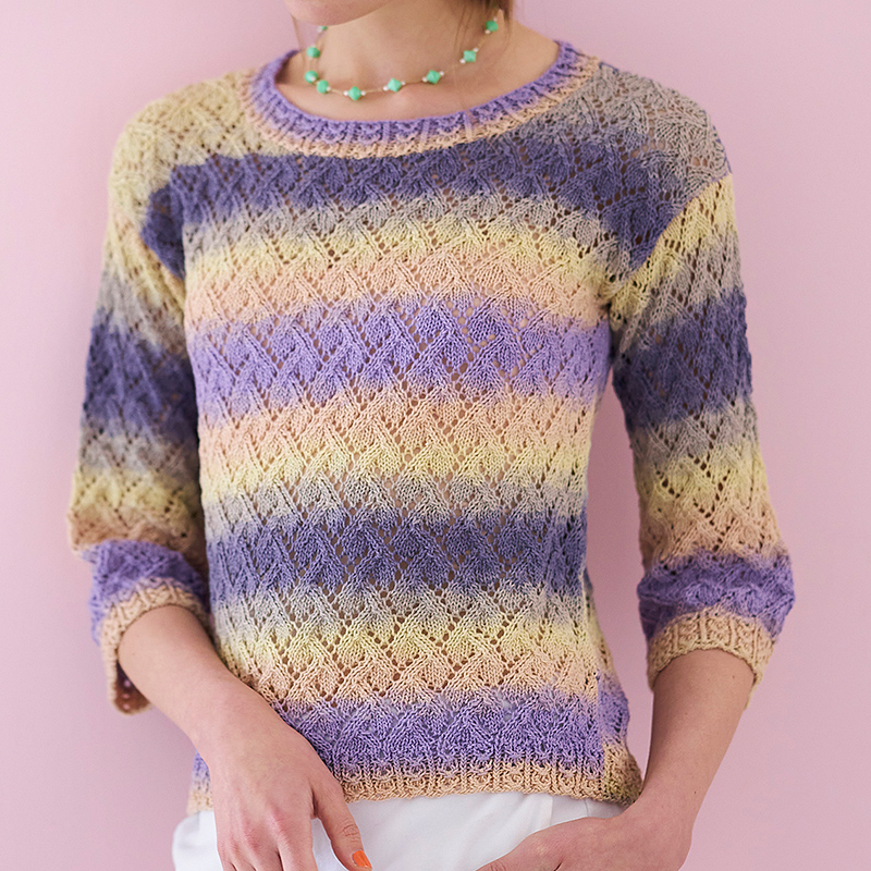 〈レシピ〉レース模様の段染めプルオーバー