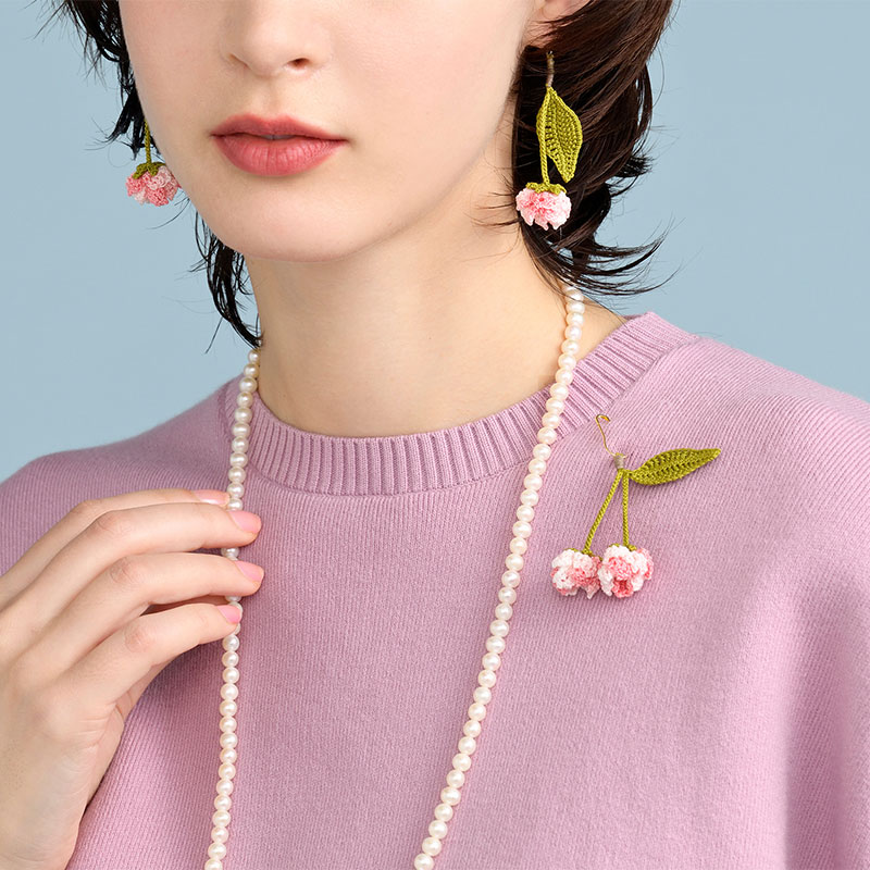 〈レシピ〉サトザクラのピアスとブローチ