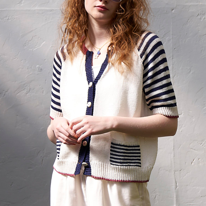 〈レシピ〉トリコロールのラグランスリーブカーディガン