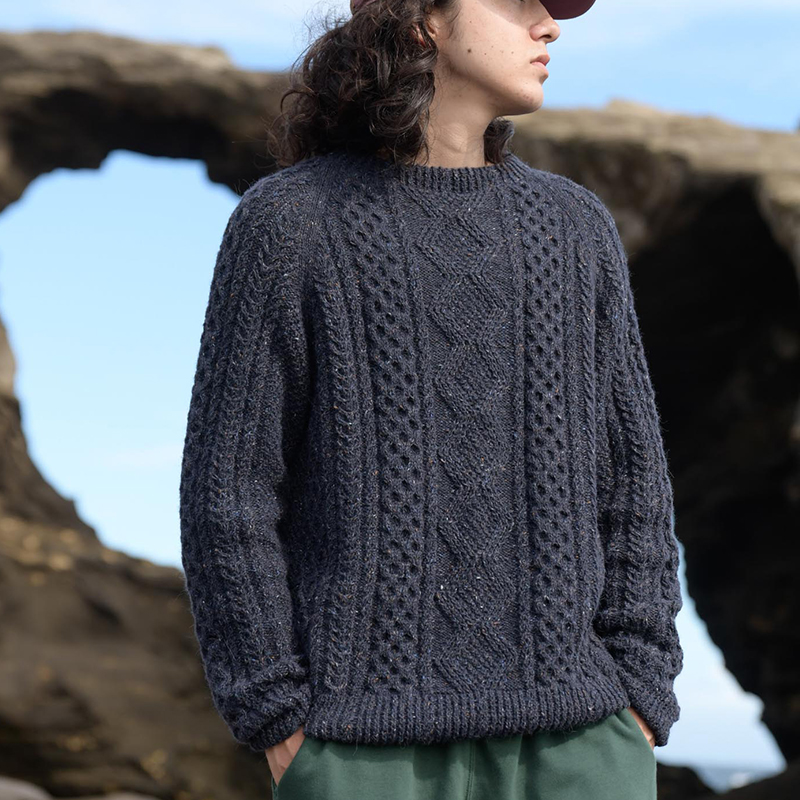 〈レシピ〉紺のメンズアランプルオーバー