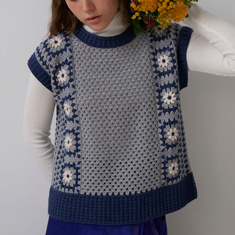 〈レシピ〉グレーと青のベスト