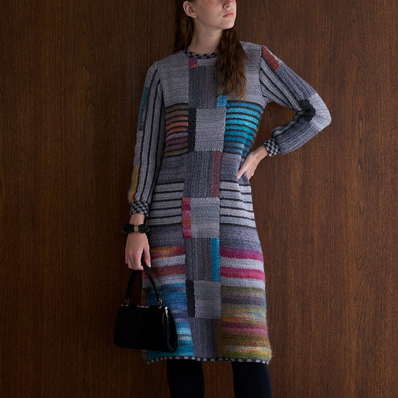 〈レシピ〉長編みのカラフルワンピース