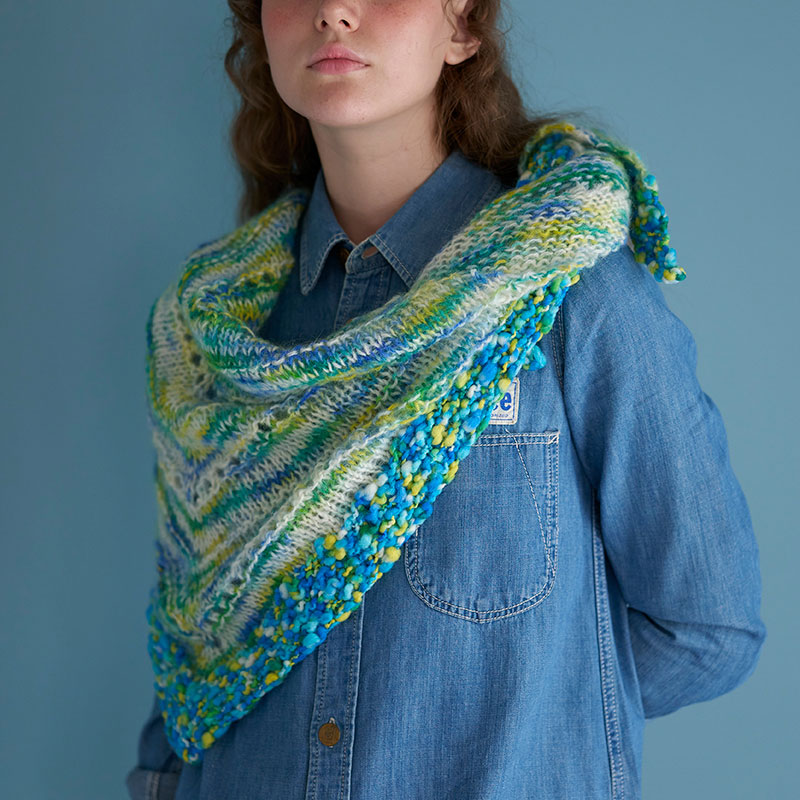 〈レシピ〉棒針あみのモコモコ三角ショール