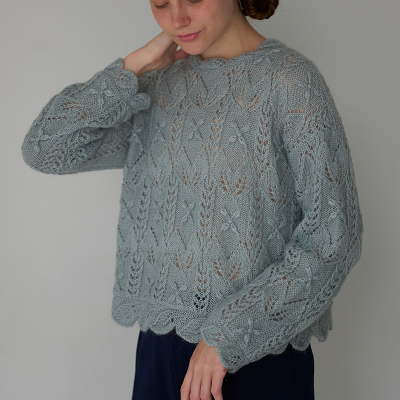 〈レシピ〉花とリーフ模様のスカラッププルオーバー