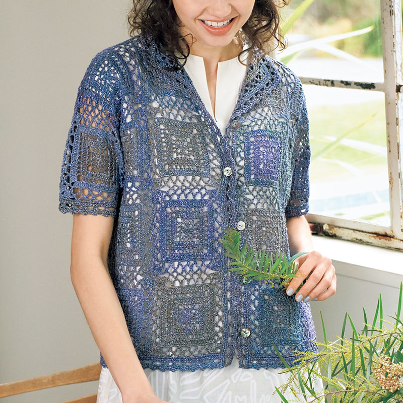 〈レシピ〉スクエアモチーフのカーディガン