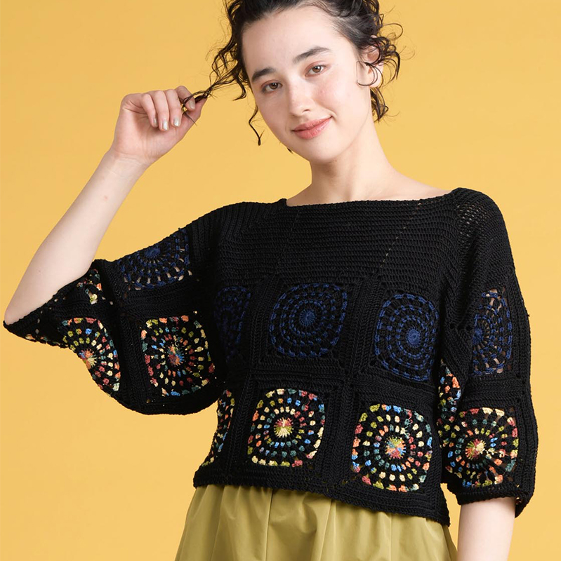 〈レシピ〉モチーフと長編みのプルオーバー