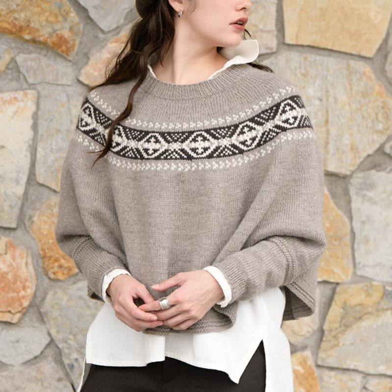 〈レシピ〉フェアアイル模様のプルオーバー風ポンチョ［L・LL］