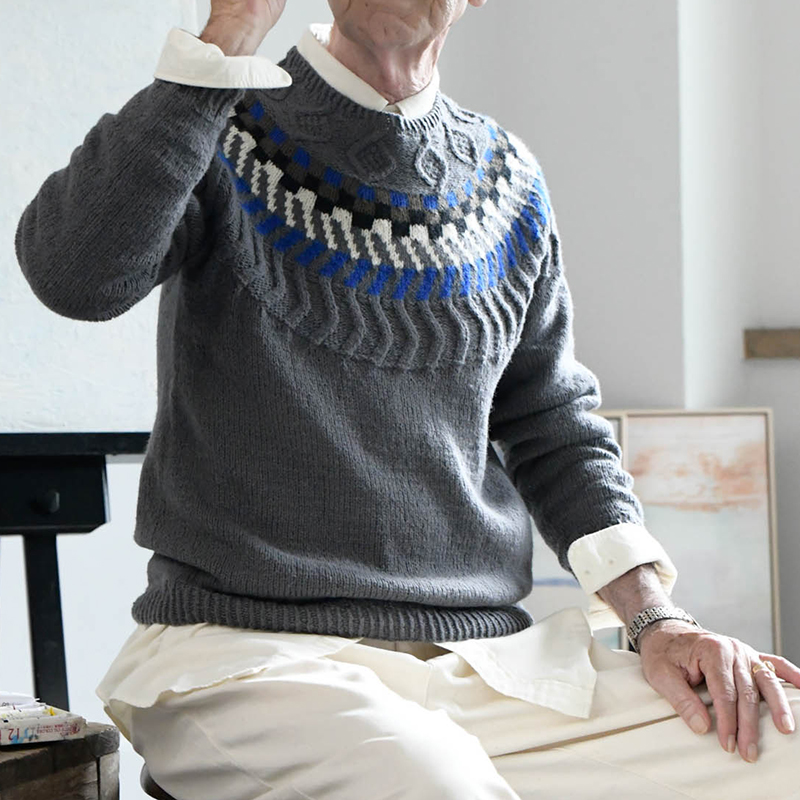 〈レシピ〉編み込みとアラン模様の丸ヨークのプルオーバー