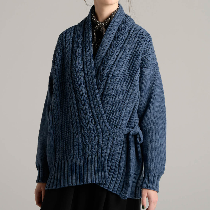 〈レシピ〉アラン模様のカーディガン　［L・LL］