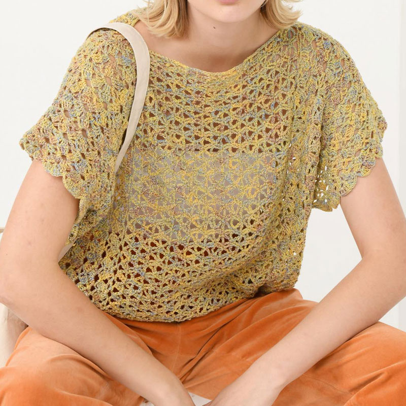 〈レシピ〉黄色の横編みプルオーバー