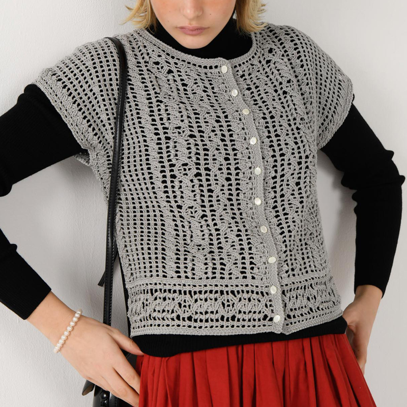 〈レシピ〉グレーのかぎ針カーディガン