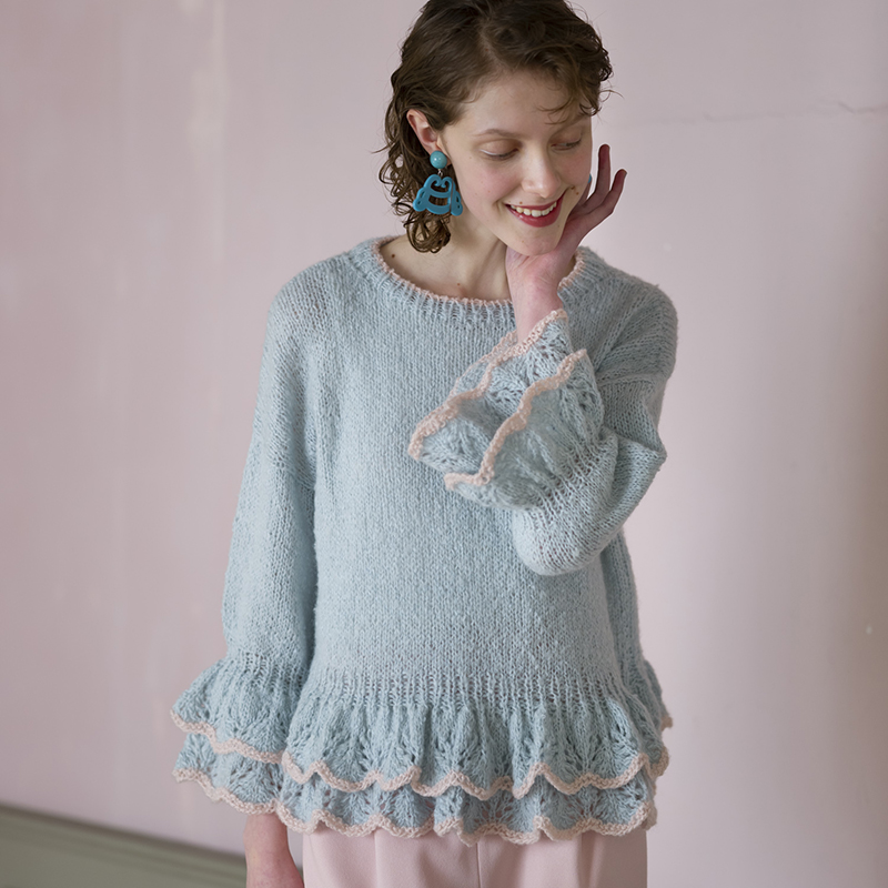 〈レシピ〉水色のフリルプルオーバー