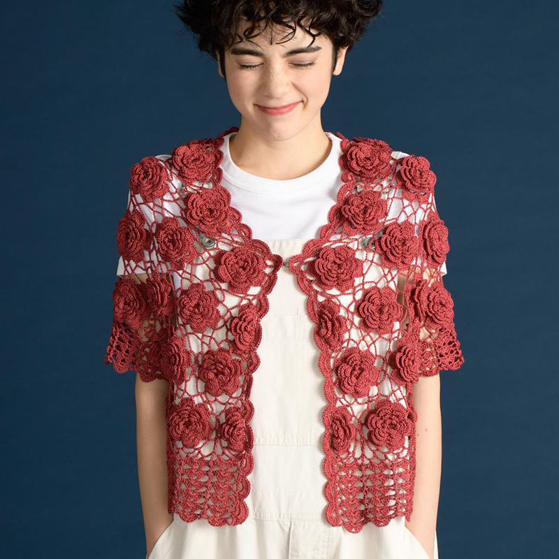 〈レシピ〉立体花モチーフのカーディガン