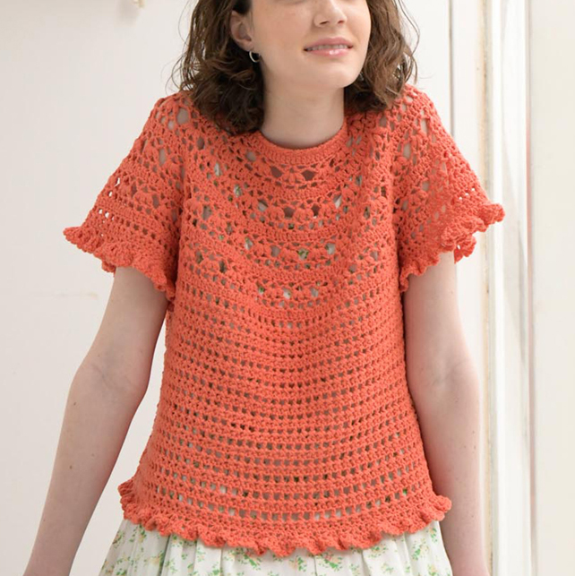 〈レシピ〉オレンジ色のトップダウンプルオーバー