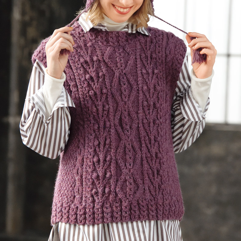 〈レシピ〉紫のアランベスト［M］