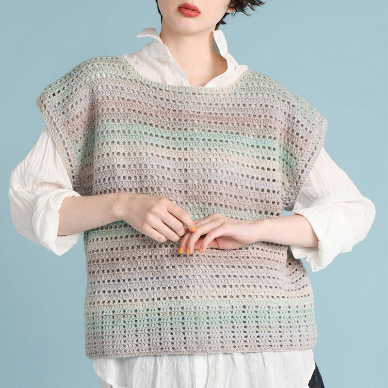 〈レシピ〉方眼編みのグラデーションベスト