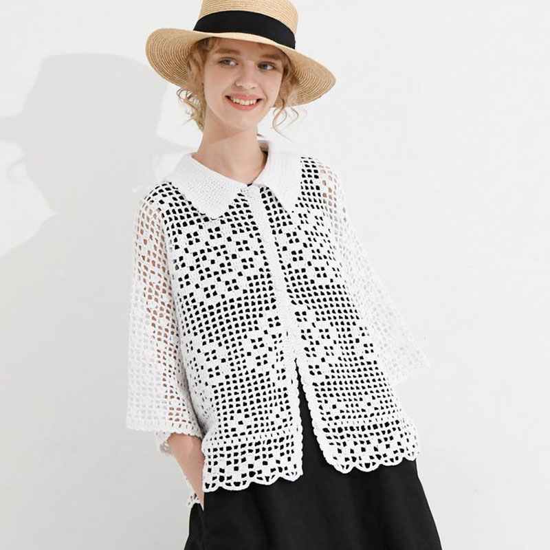 〈レシピ〉かぎ針編みの白いカーディガン