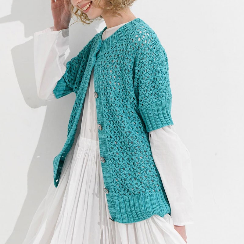 〈レシピ〉青緑色の半袖カーディガン