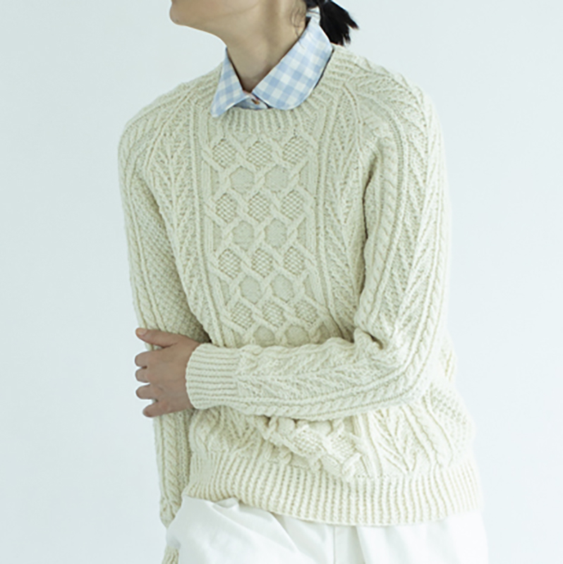 〈レシピ〉交差模様を組み合わせたアランセーター ［M・L・LL］