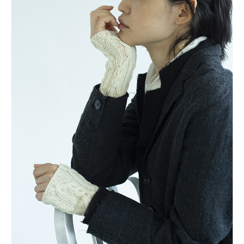 〈レシピ〉リブ編み交差のハンドウォーマー