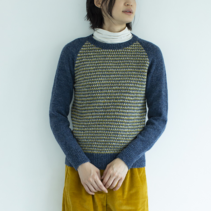 〈レシピ〉ラグランスリーブのモザイク模様セーター ［M・L・LL］