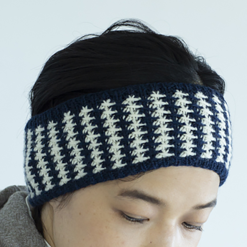 〈レシピ〉千鳥格子模様のヘアバンドとハンドウォーマー［M・L］