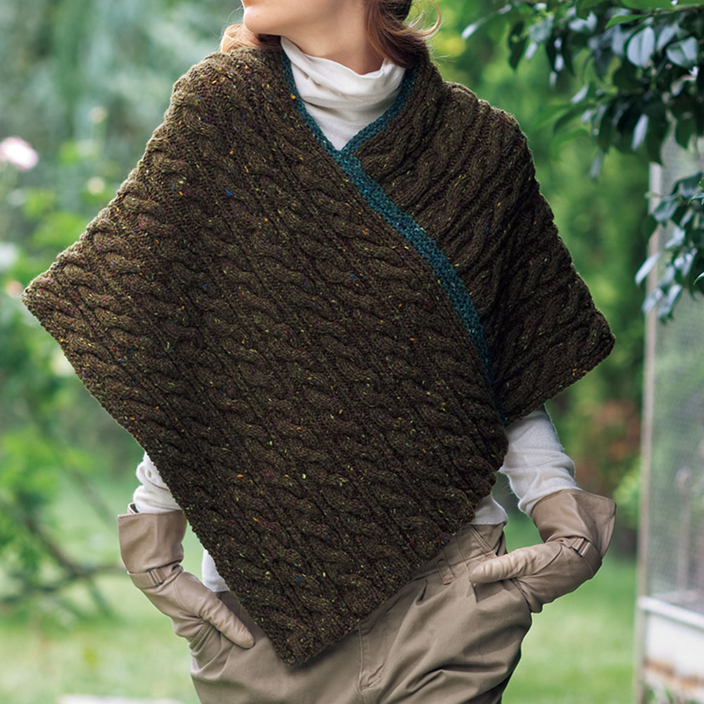 〈レシピ〉ケーブル模様のポンチョ