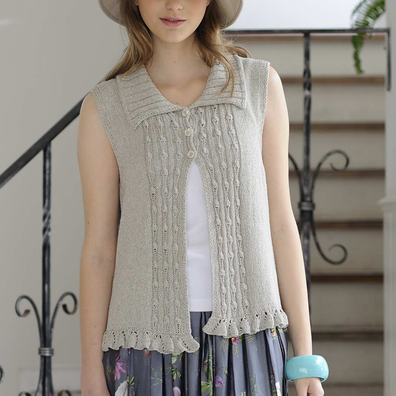 〈レシピ〉衿つきスリーブレス・カーディガン